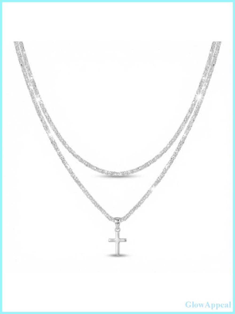 925 Sterling Silver Layered Cross Necklace Set for Women Bling Rope Chain Choker